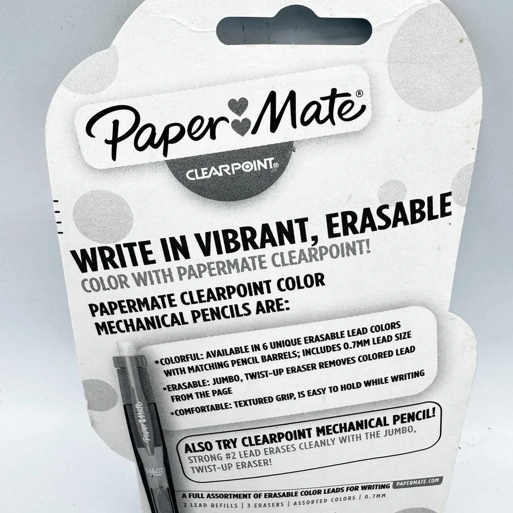 Paper Mate Clearpoint Color Lead Eraser Refills .7mm Erasable